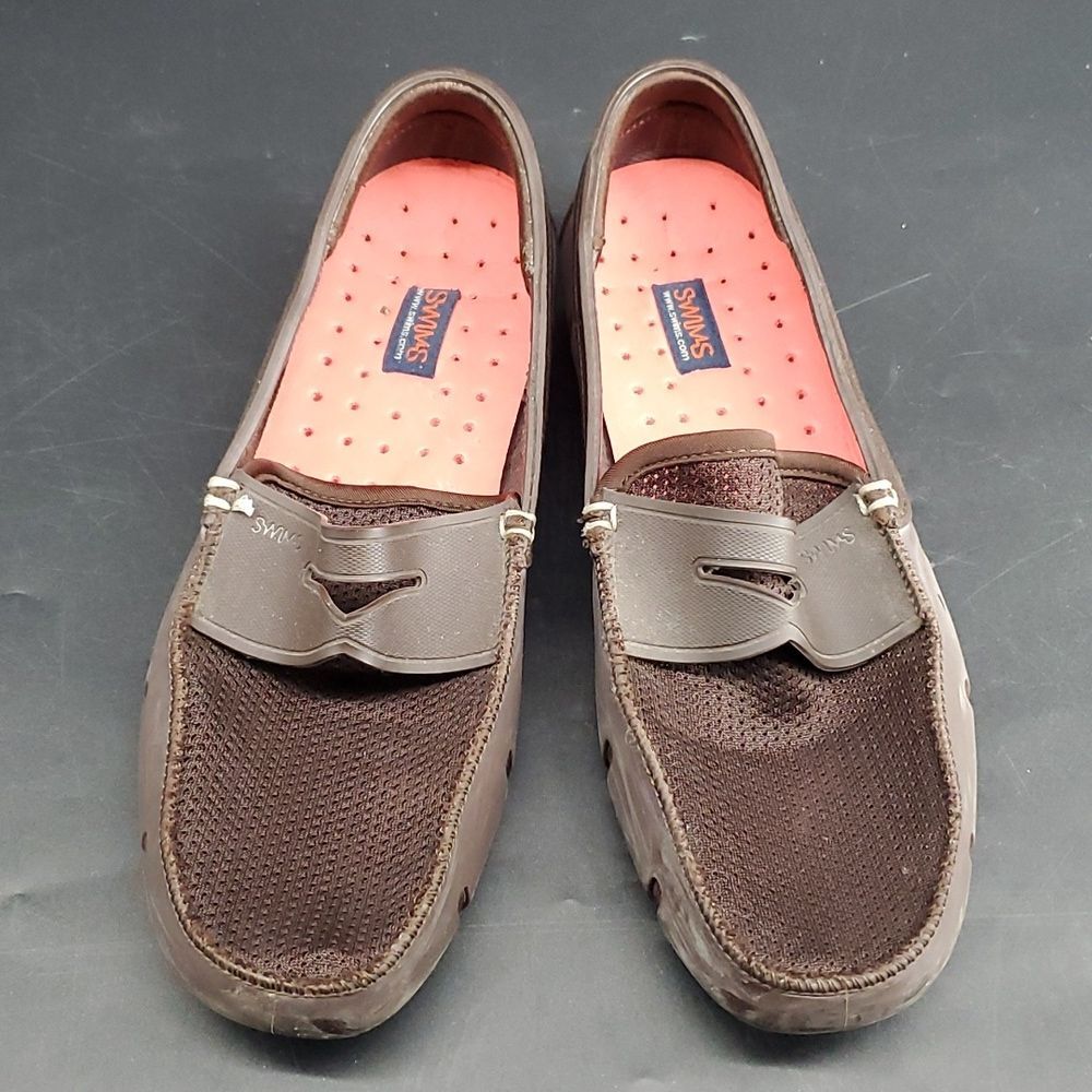SWIMS Brown Rubber Penny Loafers 8